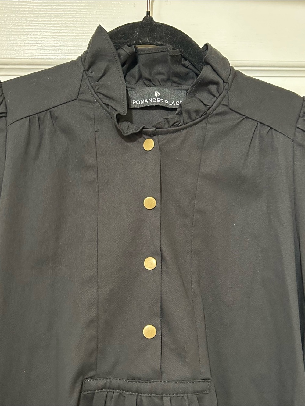 Pomander Place Black Puff Sleeve Mini Dress Business Casual Preppy LBD Sz Small - Picture 2 of 9